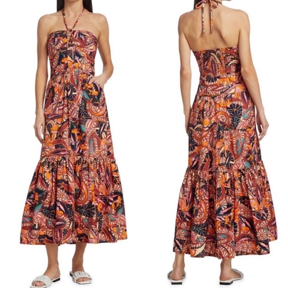 Revolve x House of Harlow 1960 Paisley Tiered Halter Maxi Dress